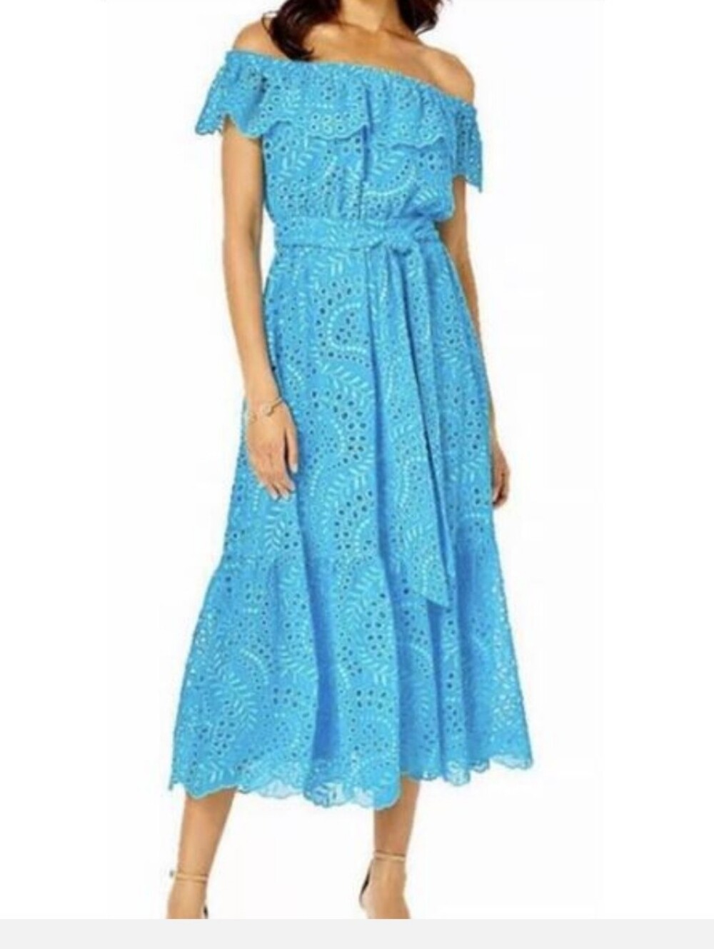 Lilly Pulitzer Geri Off the Shoulder Eyelet Maxi  Dress XL